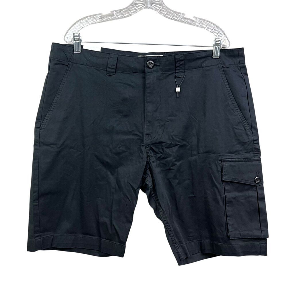 Selected Homme Mens Chino Shorts Cargo Pocket Zip Fly Black Size XXL*